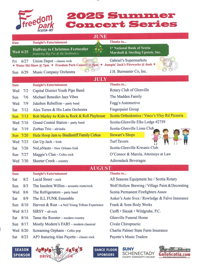 2025 Freedom Park Schedule