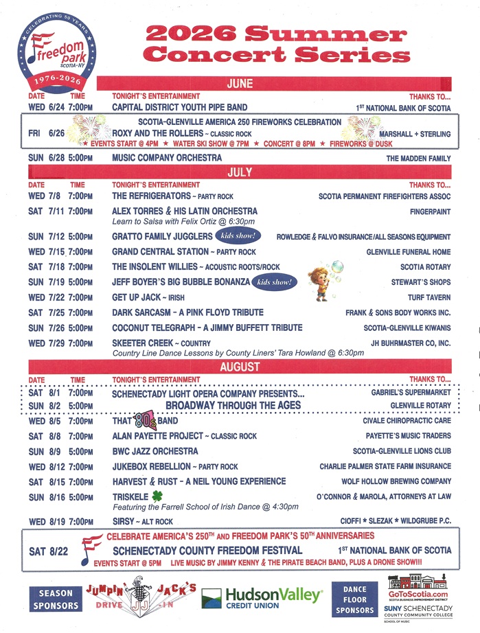 2026 Freedom Park Schedule